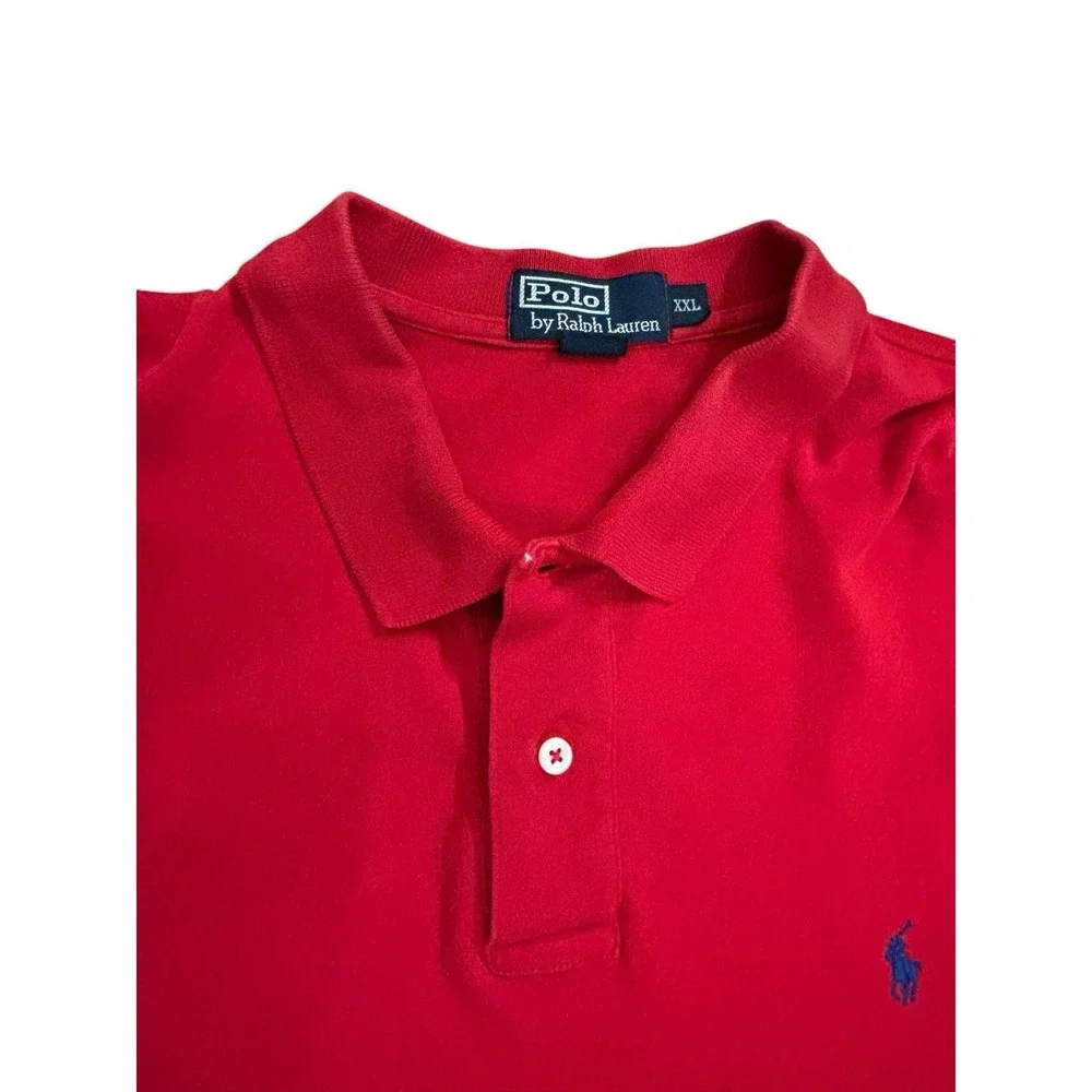 Polo Ralph Lauren Mens Red Long Sleeve Pullover Collared Shirt Cotton Size XXL‎